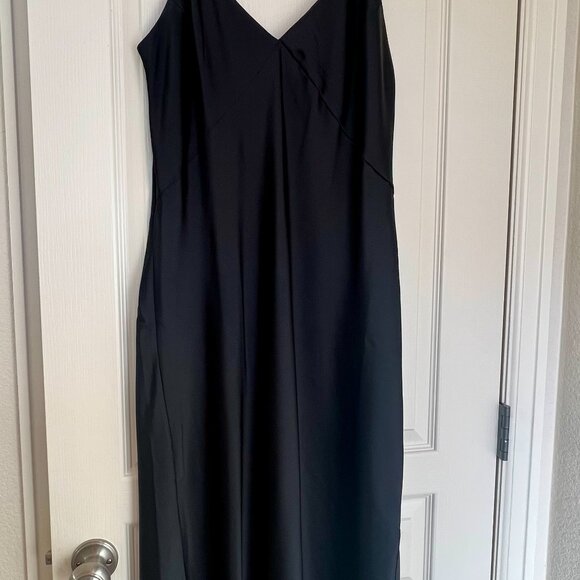 Black Satin Slip Dress Midi/Long Target Slip Dress - Size Large - Picture 3 of 6